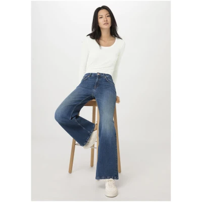 hessnatur Damen Jeans ALVA High Rise Wide Leg aus Bio-Denim - blau - Größe 29/32