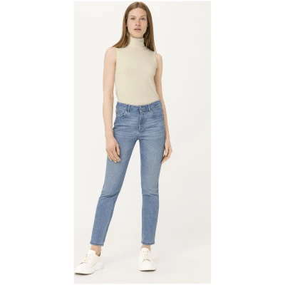 hessnatur Damen Jeans HANNA High Rise Mom aus Bio-Denim - blau - Größe 25/30
