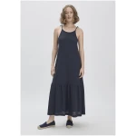 hessnatur Damen Jersey Kleid Midi Relaxed aus Leinen und Bio-Baumwolle - blau - Größe 34