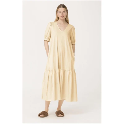 hessnatur Damen Jerseykleid aus Bio-Baumwolle - gelb - Größe 36