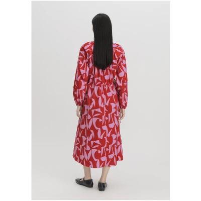 hessnatur Damen Kleid Midi Oversize aus Bio-Baumwolle - rot - Größe L