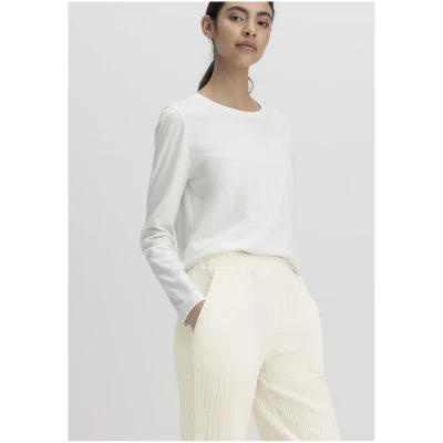 hessnatur Damen Musselin Schlafhose Regular PURE COMFORT aus Bio-Baumwolle - natur - Größe 34