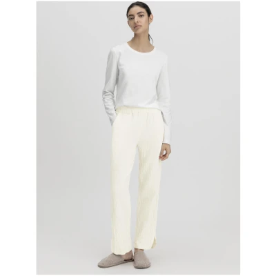 hessnatur Damen Musselin Schlafhose Regular PURE COMFORT aus Bio-Baumwolle - natur - Größe 34