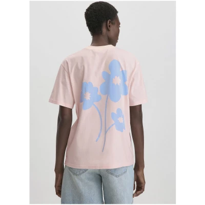 hessnatur Damen Print T-Shirt Oversize aus Bio-Baumwolle - rosa - Größe 34