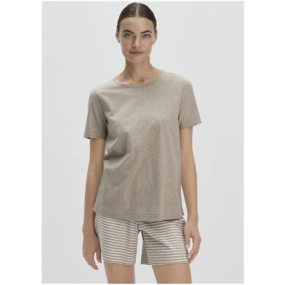 hessnatur Damen Pyjama Relaxed PURE COTTON aus Bio-Baumwolle - beige - Größe 46