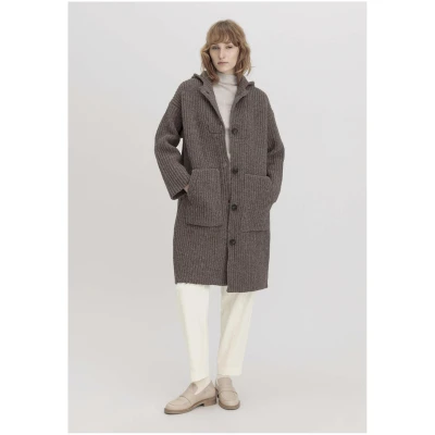 hessnatur Damen Rhön Strickmantel Oversize aus regionaler Schurwolle - beige - Größe S