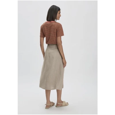 hessnatur Damen Rock Midi Regular aus Leinen - beige - Größe 34