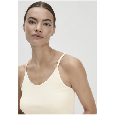 hessnatur Damen Spaghetti-Top V-Neck Fitted 2er-Set PURE NATURE aus Bio-Baumwolle - natur - Größe 34