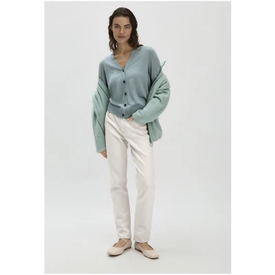 hessnatur Damen Strickjacke Regular aus Bio-Merinowolle - grün - Größe 40