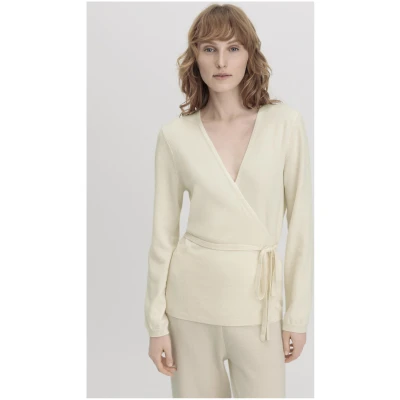 hessnatur Damen Strickjacke Regular aus weicher Schurwolle mit Kaschmir - weiß - Größe 36