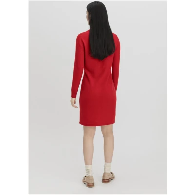 hessnatur Damen Strickkleid Mini Regular aus weicher Schurwolle mit Kaschmir - rot - Größe 34