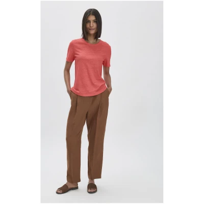 hessnatur Damen T-Shirt Relaxed aus Leinen und Bio-Baumwolle - rot - Größe 34