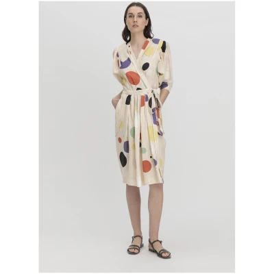 hessnatur Damen WUNDERKIND × hessnatur Wrap Kleid Midi aus Leinen - rosa - Größe 38