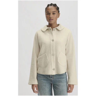 hessnatur Damen Wollfleece Jacke Regular aus Bio-Merinowolle mit Bio-Baumwolle - beige - Größe 36