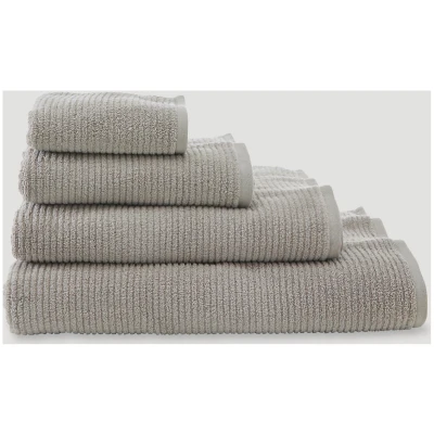 hessnatur Frottier Handtuch Rippstruktur aus Bio-Baumwolle - beige - Größe 30x50 cm