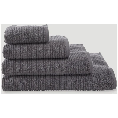 hessnatur Frottier Handtuch Rippstruktur aus Bio-Baumwolle - grau - Größe 30x50 cm