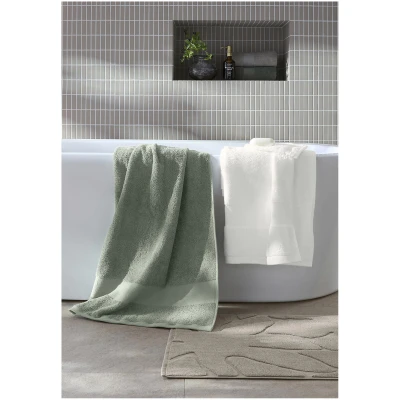 hessnatur Frottier Handtuch aus Bio-Baumwolle - grün - Größe 50x100 cm