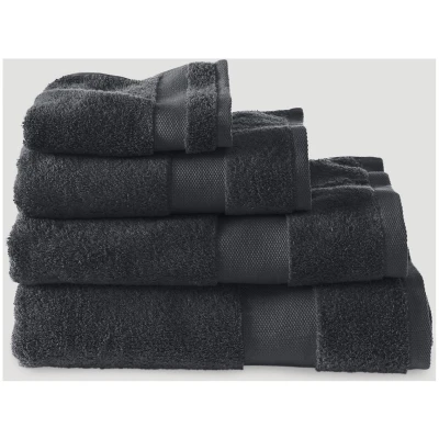 hessnatur Frottier Handtuch aus Bio-Baumwolle - schwarz - Größe 100x180 cm