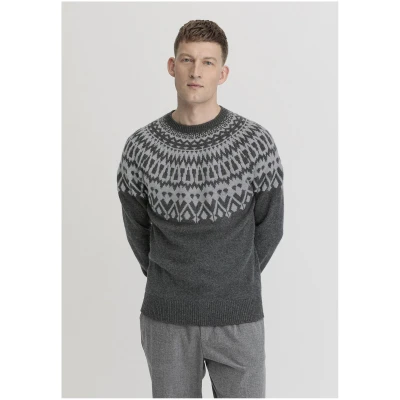 hessnatur Herren Norweger Pullover Regular aus Schurwolle und Yak-Wolle - grau - Größe 50