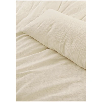 hessnatur Musselin Bettwäsche-Set aus Bio-Baumwolle - natur - Größe 155x220 / 40x80 cm