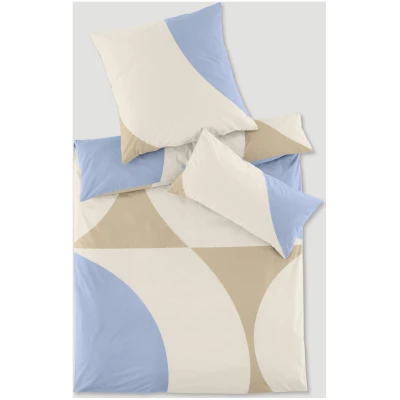 hessnatur Perkal Bettwäsche-Set VALI aus Bio-Baumwolle - blau - Größe 135x200 / 40x80 cm