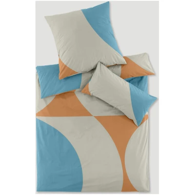 hessnatur Perkal Bettwäsche-Set VALI aus Bio-Baumwolle - blau - Größe 135x200 / 40x80 cm