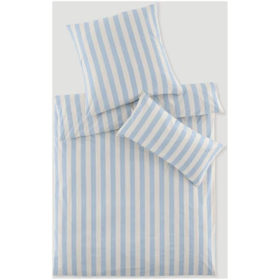hessnatur Renforcé Bettwäsche-Set CANNES aus Bio-Baumwolle - blau - Größe 155x220 / 40x80 cm