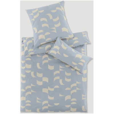 hessnatur Renforcé Bettwäsche-Set SVAVA aus Bio-Baumwolle - blau - Größe 155x220 / 80x80 cm