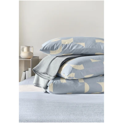 hessnatur Renforcé Bettwäsche-Set SVAVA aus Bio-Baumwolle - blau - Größe 155x220 / 80x80 cm
