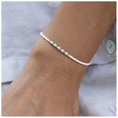 juni Boho Perlenarmband Jade - vegan