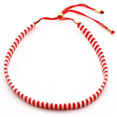 juni Perlenarmband Coco im Breton Stil - gestreift - in rot oder blau