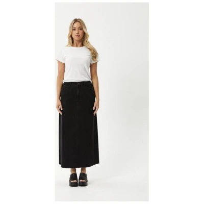 Afends Chichi - Jeansrock Midirock Denim mit offener Naht