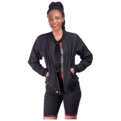 Africulture Bomberjacke aus Kenianischem Kikoy und Westafrikanischem Kitenge Stoff