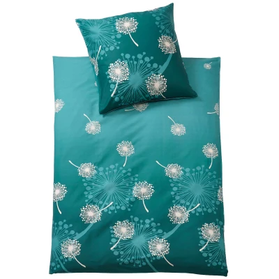Biber-Bettwäsche-Garnitur aus reiner Bio-Baumwolle, 2-tlg., petrol 80 x 80 + 155 x 220 cm