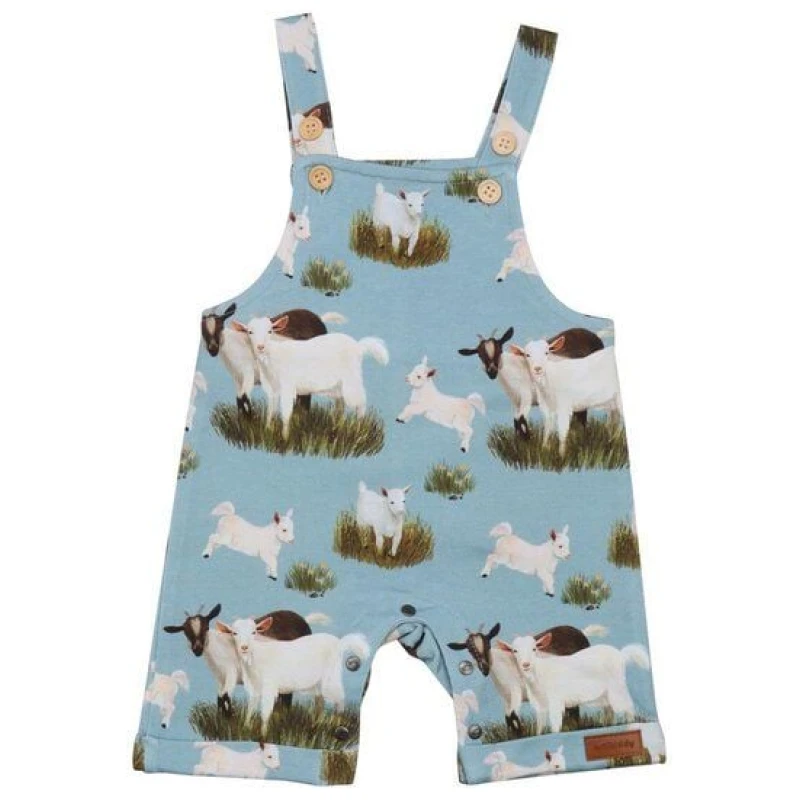 Bio-Strampler ohne Arm - Walkiddy Goat Family - Grün & GOTS-zertifiziert