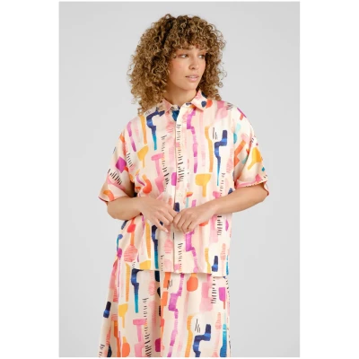 Bluse Alsvik Summer Abstract Pink