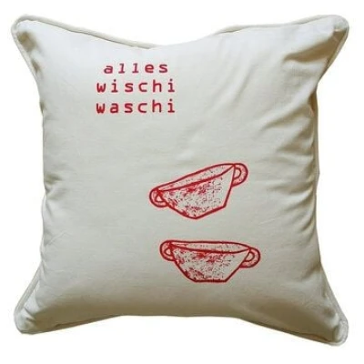 Cherry Bomb Bio Kissenbezug, 45x45 cm, Alles Wischi Waschi, Siebdruck handbedruckt