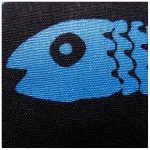 Cherry Bomb Fische. Turnbeutel, Fairtrade Bio Baumwolle, schwarz. Handsiebdruck.