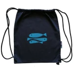 Cherry Bomb Fische. Turnbeutel, Fairtrade Bio Baumwolle, schwarz. Handsiebdruck.