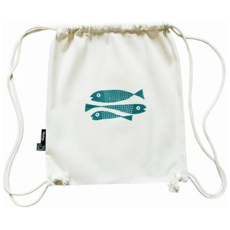 Cherry Bomb Turnbeutel, Fairtrade Bio Baumwolle. Fische. Mit Handsiebdruck.