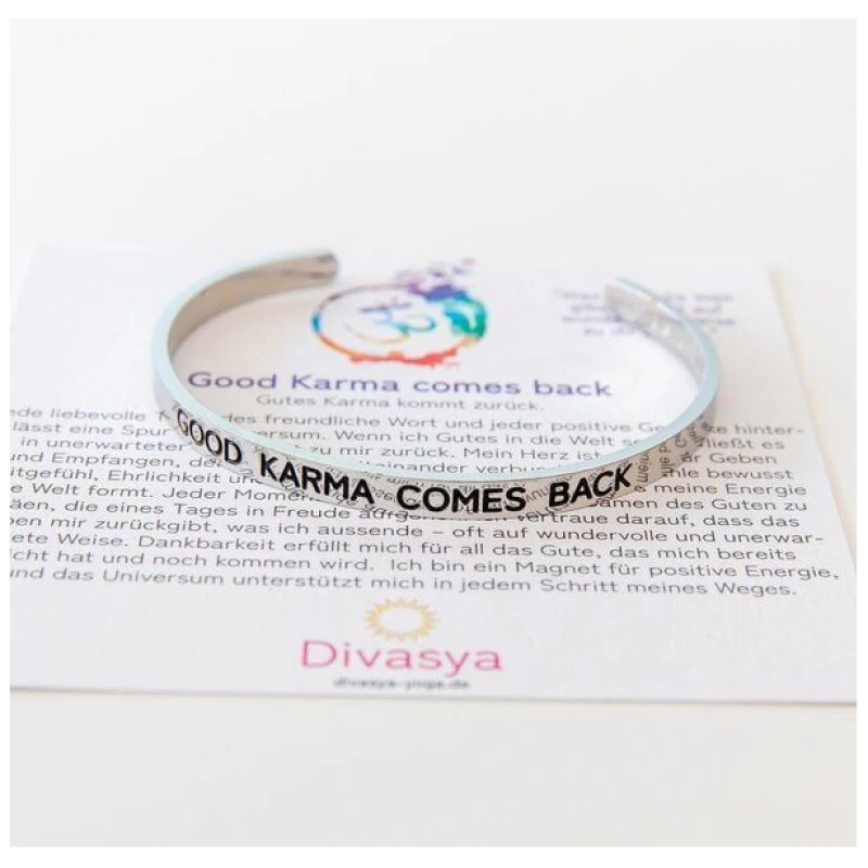 Divasya Armreif mit Gravur | Silber | Good Karma comes back
