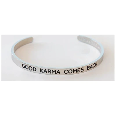 Divasya Armreif mit Gravur | Silber | Good Karma comes back
