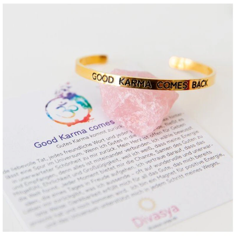 Divasya Armreif mit Gravur | vergoldet | Good Karma comes back