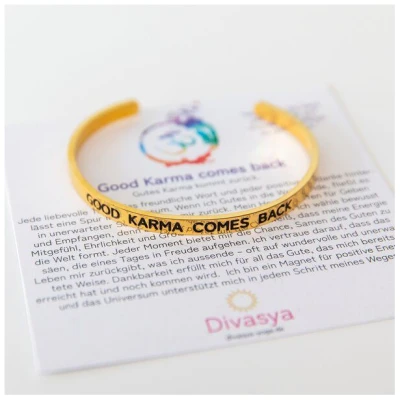 Divasya Armreif mit Gravur | vergoldet | Good Karma comes back