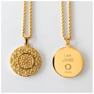 Divasya Halskette mit Mandala Anhänger | vergoldet | I am loved