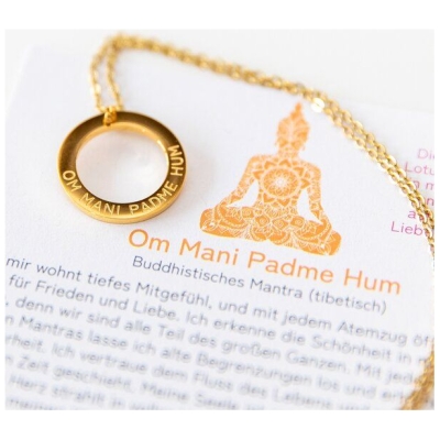 Divasya Mantra Halskette | vergoldet | Om Mani Padme Hum