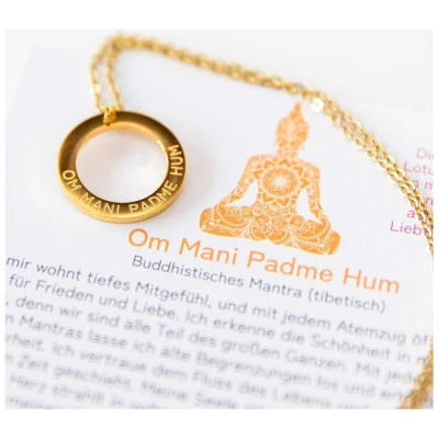 Divasya Mantra Halskette | vergoldet | Om Mani Padme Hum