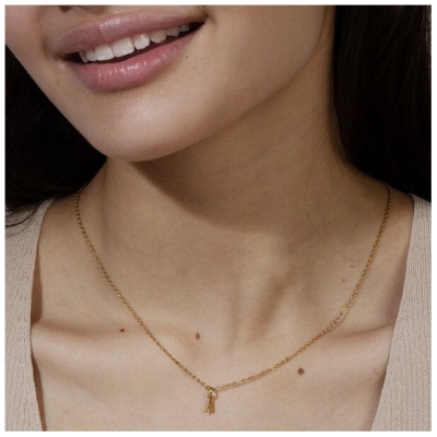 ELEKTROPULLI Super Feine Glieder Kette in 3 Längen mit Initial Anhänger (ca. 9 x 5mm)