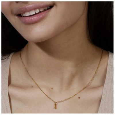 ELEKTROPULLI Super Feine Glieder Kette in 3 Längen mit Initial Anhänger (ca. 9 x 5mm)