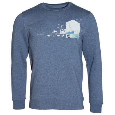 FÄDD Herren Sweatshirt Pullover aus Bio-Baumwolle "Fischernteboot BT" Blau